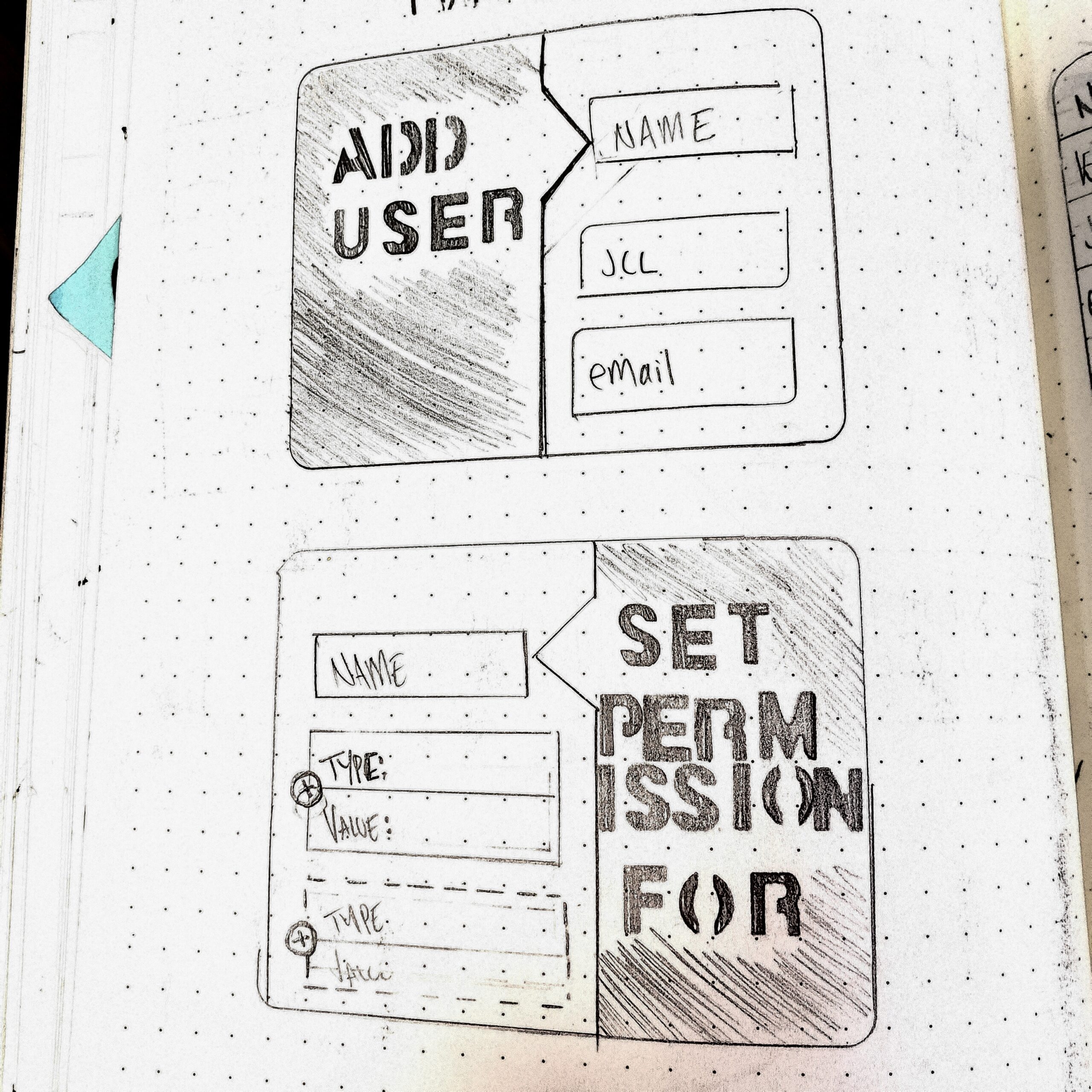 add user & permission wireframe